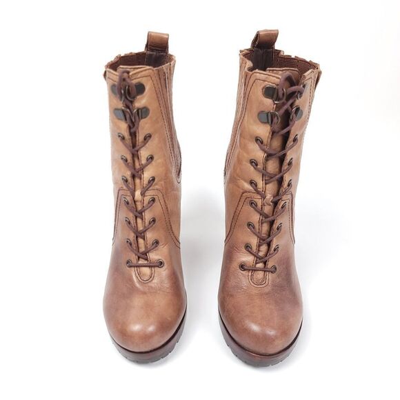 Vince Camuto Signature Hansel Tan Patina Heeled Lace Up Boots Women's 8.5 Brown - Picture 6 of 10